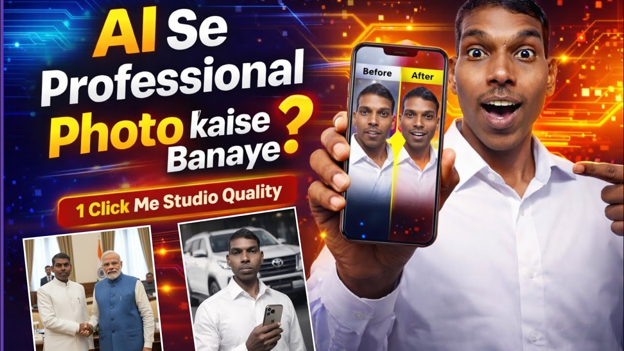 🔥 AI se Professional Photo Kaise Banaye? 😱 Mobile Se Studio Quality Photo! 😲 1 Click Me Professional