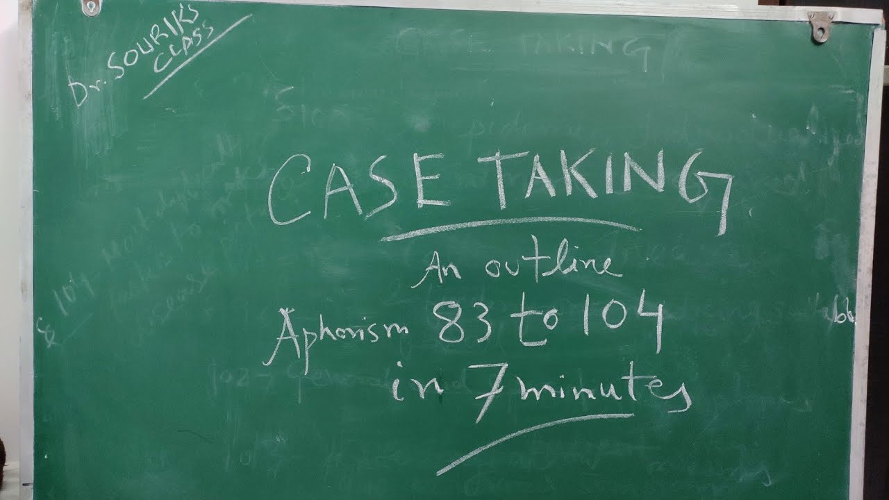 Case taking from Hahnemann's Organon - outline of Aphorism 83 to 104 in 7 minutes.