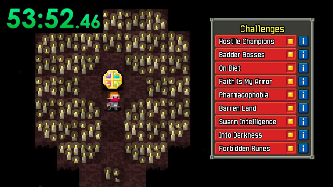 Shattered pixel dungeon - 9 Challenges Speedrun with Rogue in 53m 52s [WR]