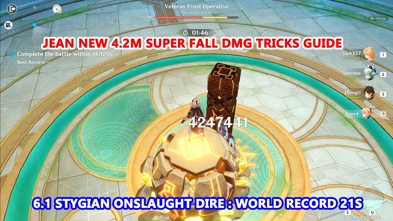 6.1 Stygian Onslaught : Jean New 4.2M Super Fall DMG Tricks Guide : Dire World Record 21s