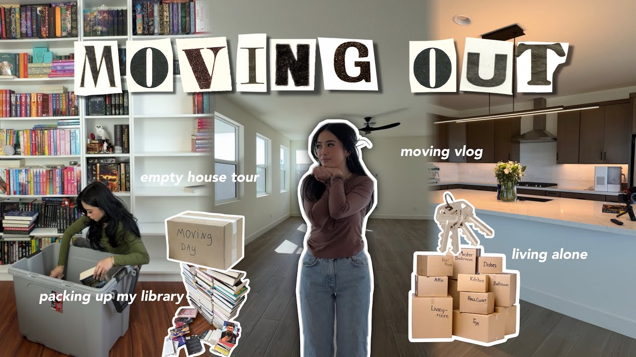WYPROWADZAM SIĘ 🏡📦 pakuję całą swoją bibliotekę, zwiedzanie pustego domu + vlog z pierwszej nocy spędzonej samotnie