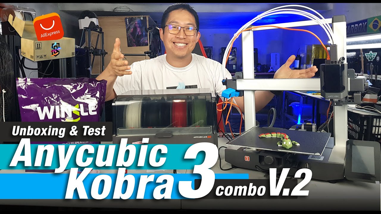 ANYCUBIC KOBRA 3 COMBO V2 - Impressora Colorida mais TOP e Barata do mercado! Review e Unboxing