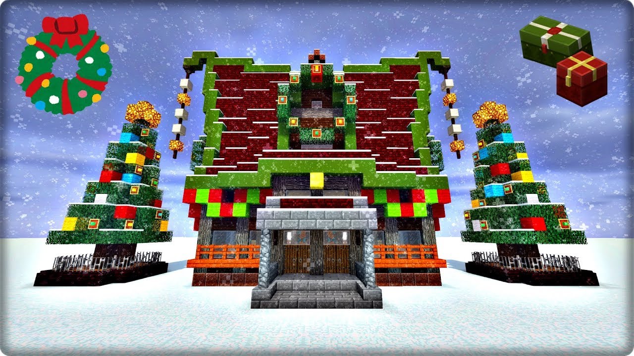【マインクラフト】クリスマスな家を建築してみる【家の作り方】
