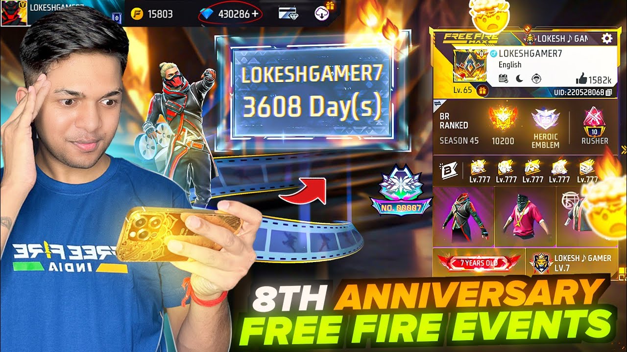 Free Fire 8th Anniversary Rare Events 7th Year's Completed In My Account 😱😱😱