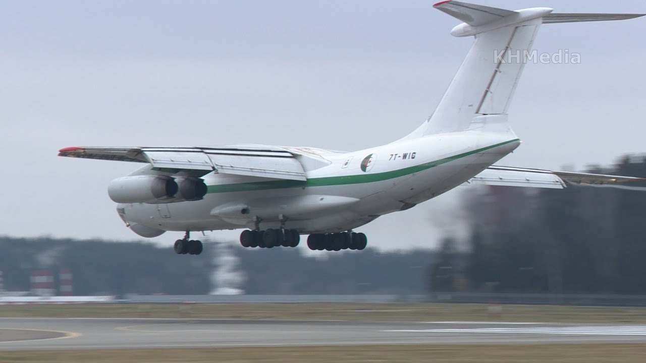 посадка с ветром Ил-76 проехался на передней стойке 7T-WIG ВВС Алжира