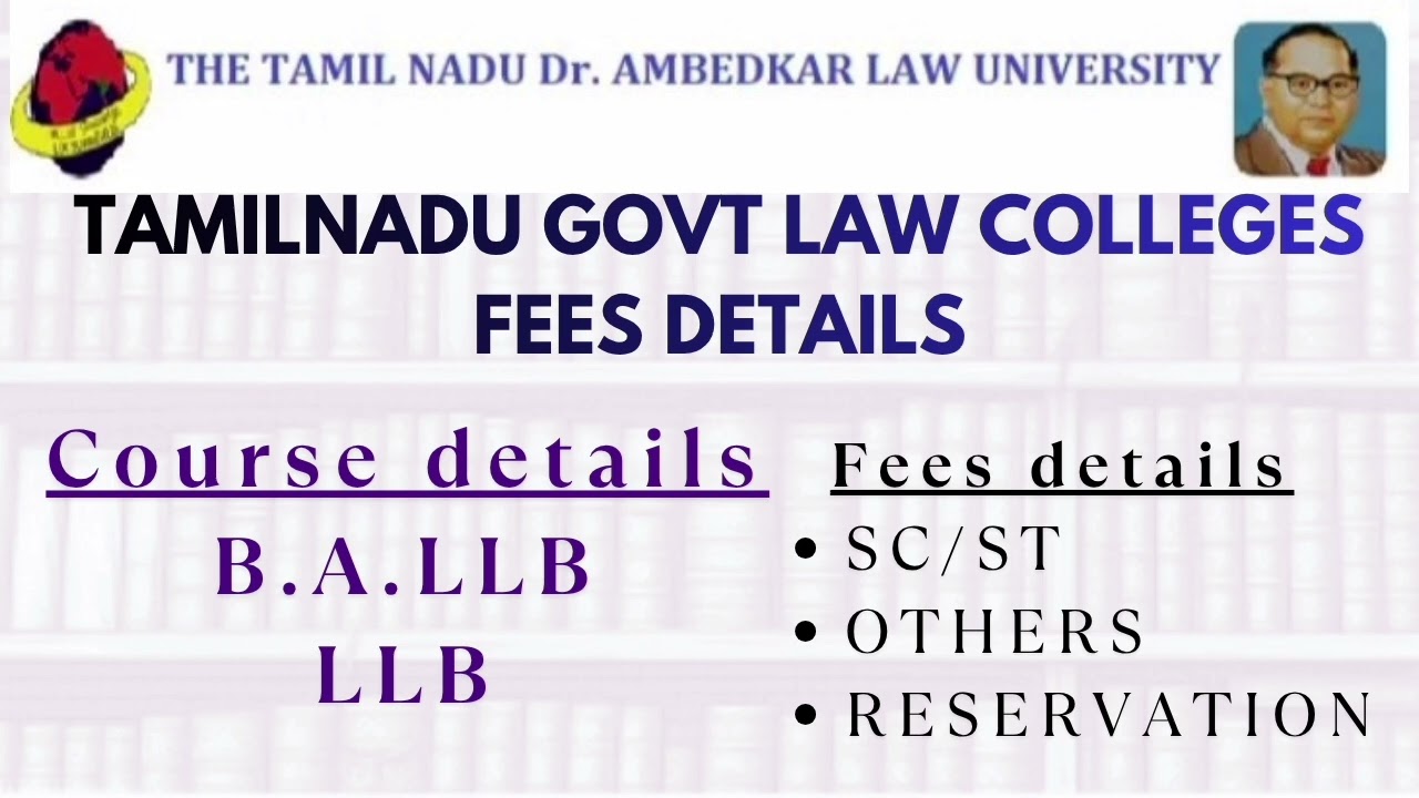 TAMILNADU OVER ALL GOVT LAW COLLEGE FEES DETAILS #tndalu #lawstudents #lawcollage #admissionsopen