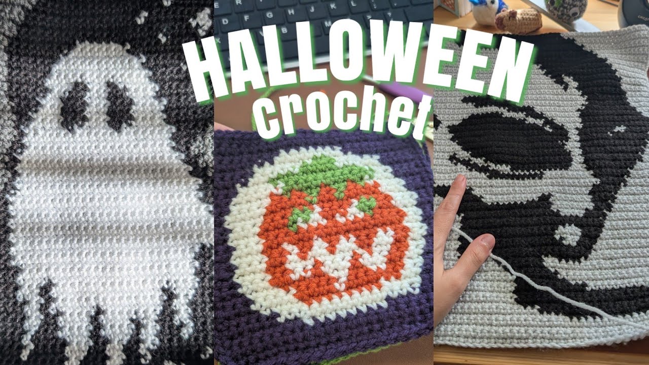 Сколько я смогу связать крючком за неделю? 🎃👻ВЛОГ по вязанию гобеленов на Хэллоуин