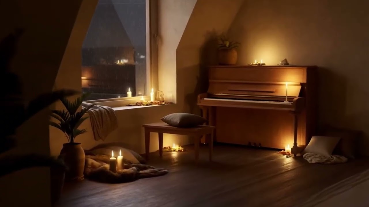 Cozy Romantic Piano 🌙 Warm Night Ambience for Deep Sleep & Relaxation