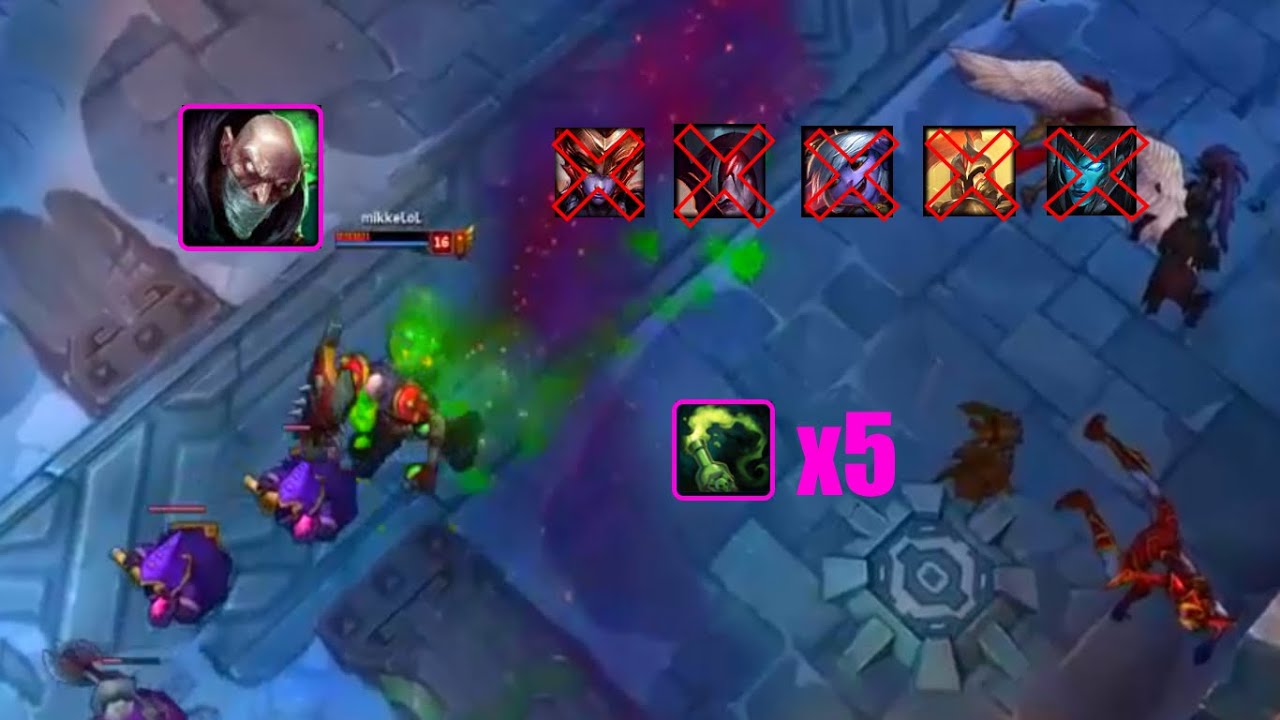 LoL Best Moments #66 Singed poison 1vs5 pentakill (League of Legends)
