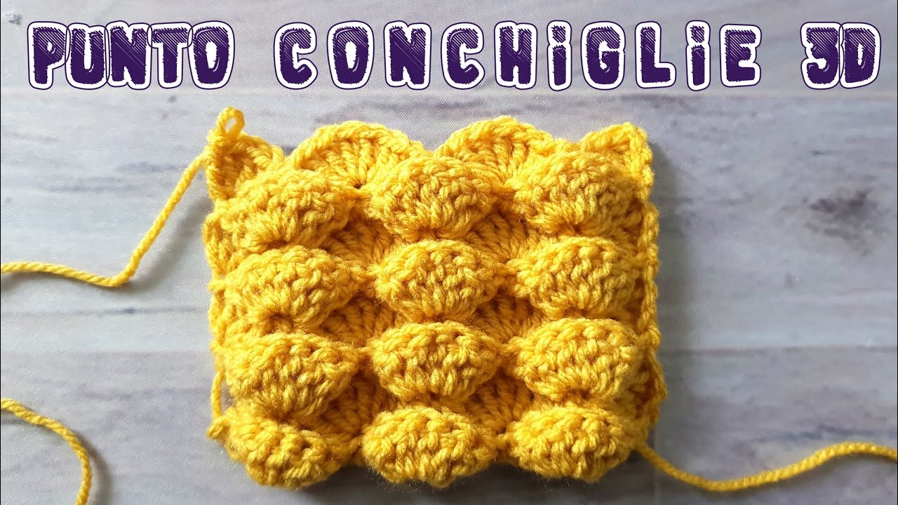 uncinetto punti in rilievo - punto conchiglie 3D