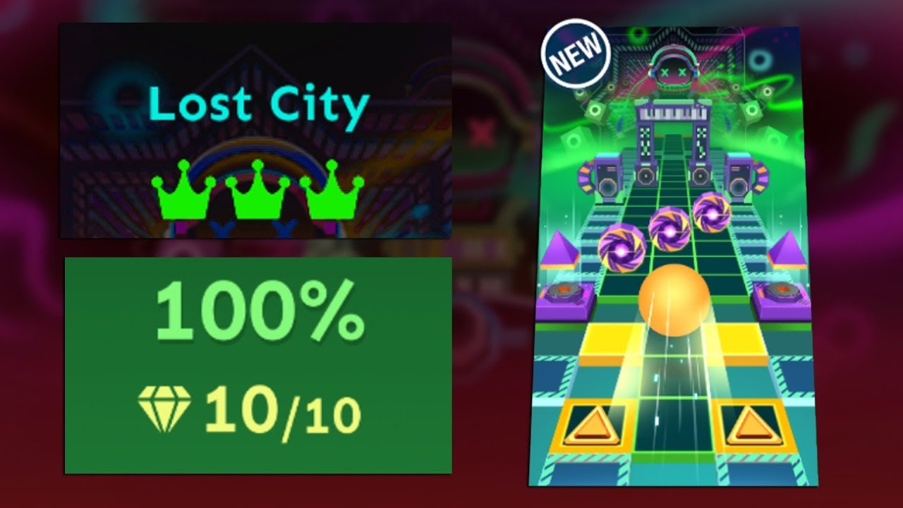 Rolling Sky Bonus Level 22 - Lost City 100% Clear All Crowns & Gems