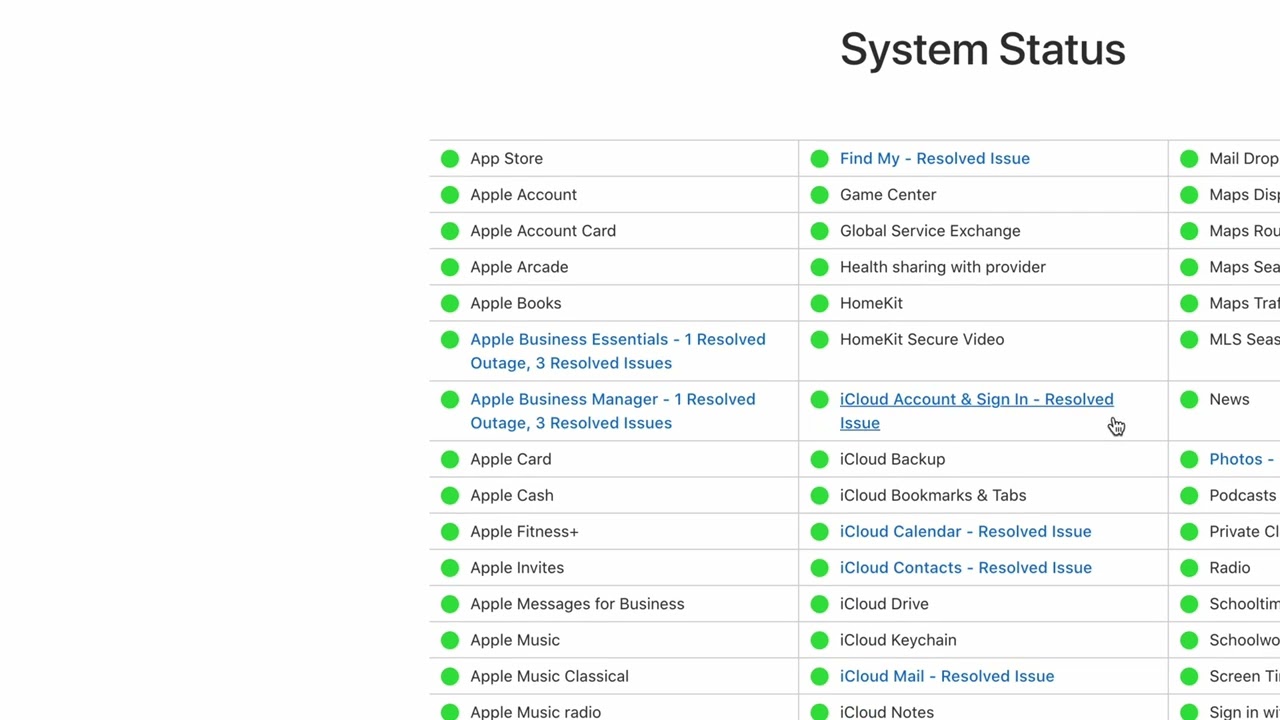 how to check apple server status