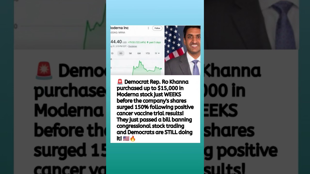 Ro Khanna's Moderna Stock Trades Raise Questions About Congressional Trading 🇺🇸