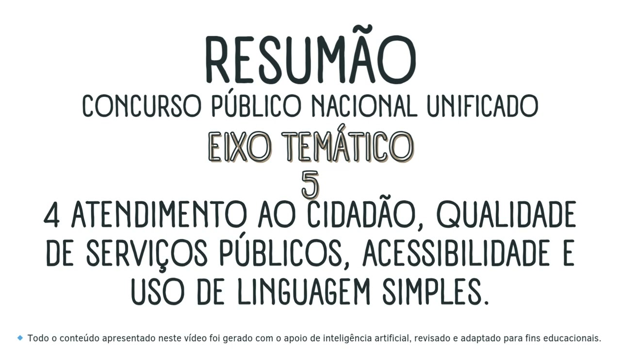 RESUMÃO CNU 2025 - BLOCO 5 - EIXO 5 | 4 Atendimento ao cidadão, qualidade de serviços públicos.