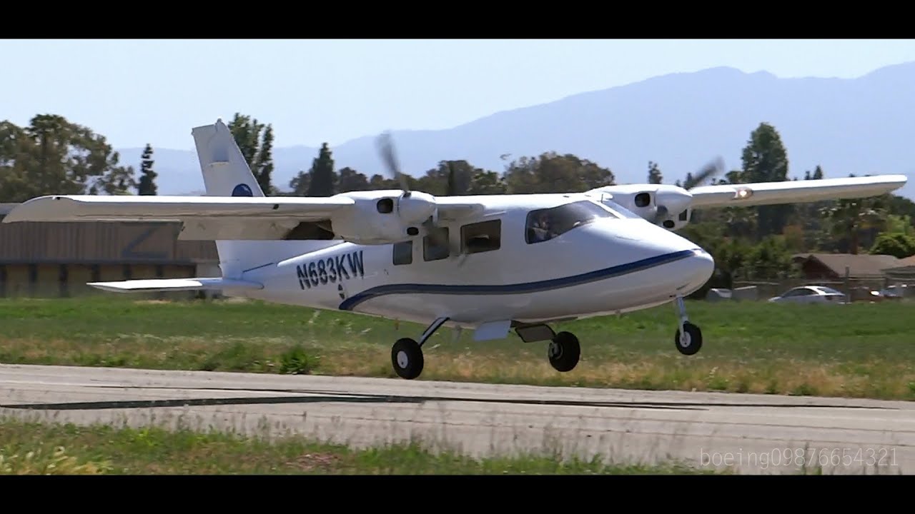 HD RARE Partenavia P-68C N683KW CLOSE UP Landing at Reid-Hillview Airport