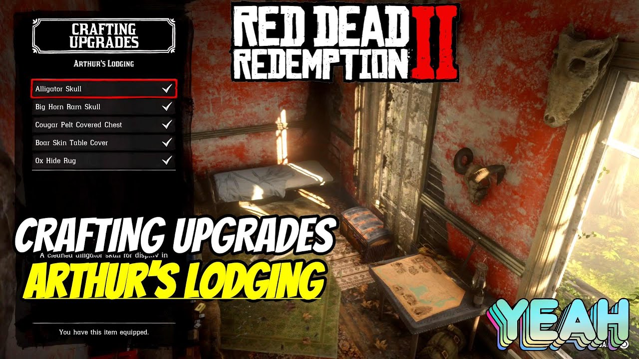 CRAFTING UPGRADES Arthur&rsquo;s lodging guide and Animal locations gameplay.red dead redemption2