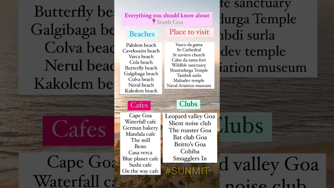 Places to Visit in South Goa | South Goa cafes | South Goa clubs | South Goa beaches #goa #goa2024