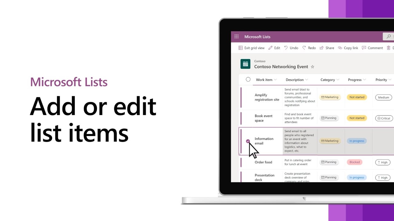 Начало работы с Microsoft Lists &mdash; добавление или редактирование элементов списка