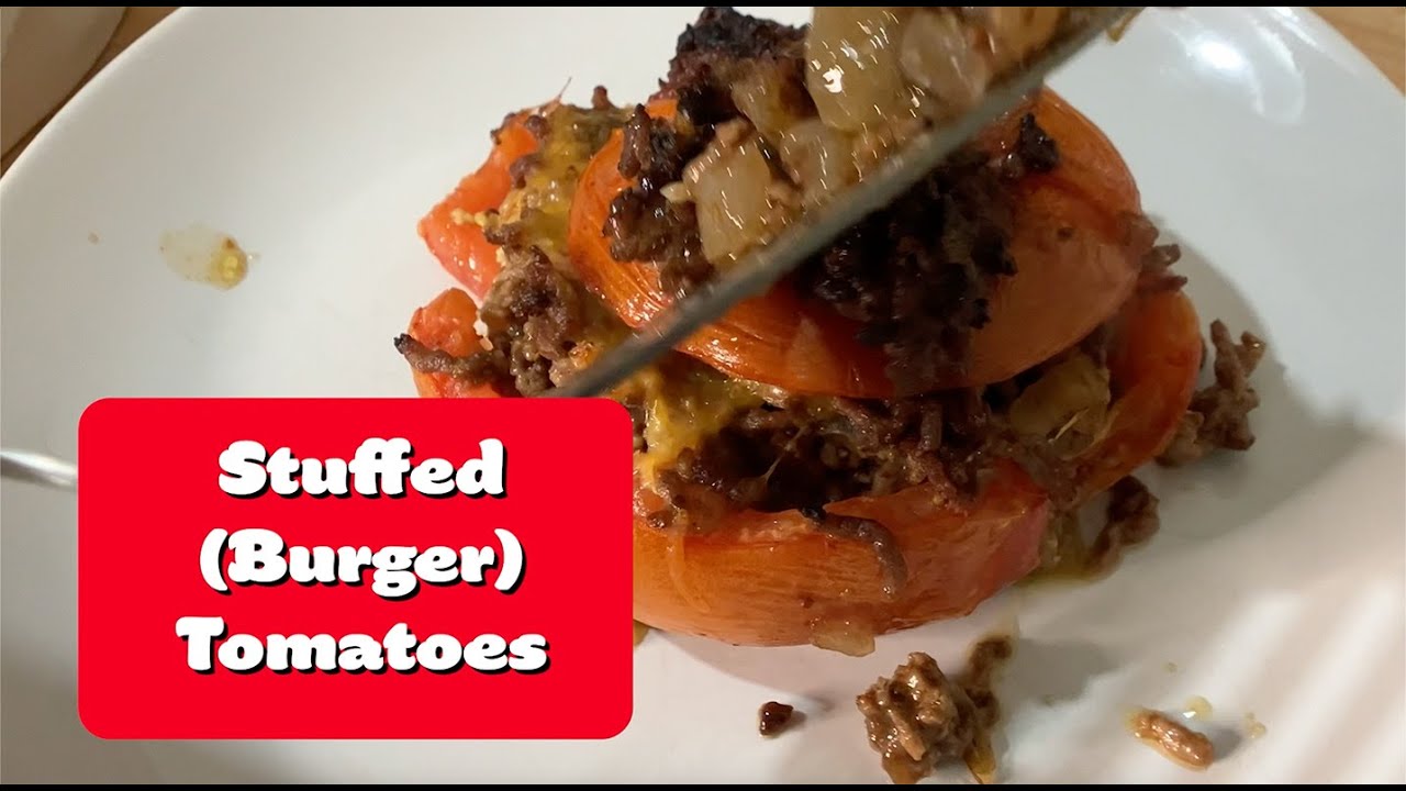 A Burger without bread stuffed in a tomato!