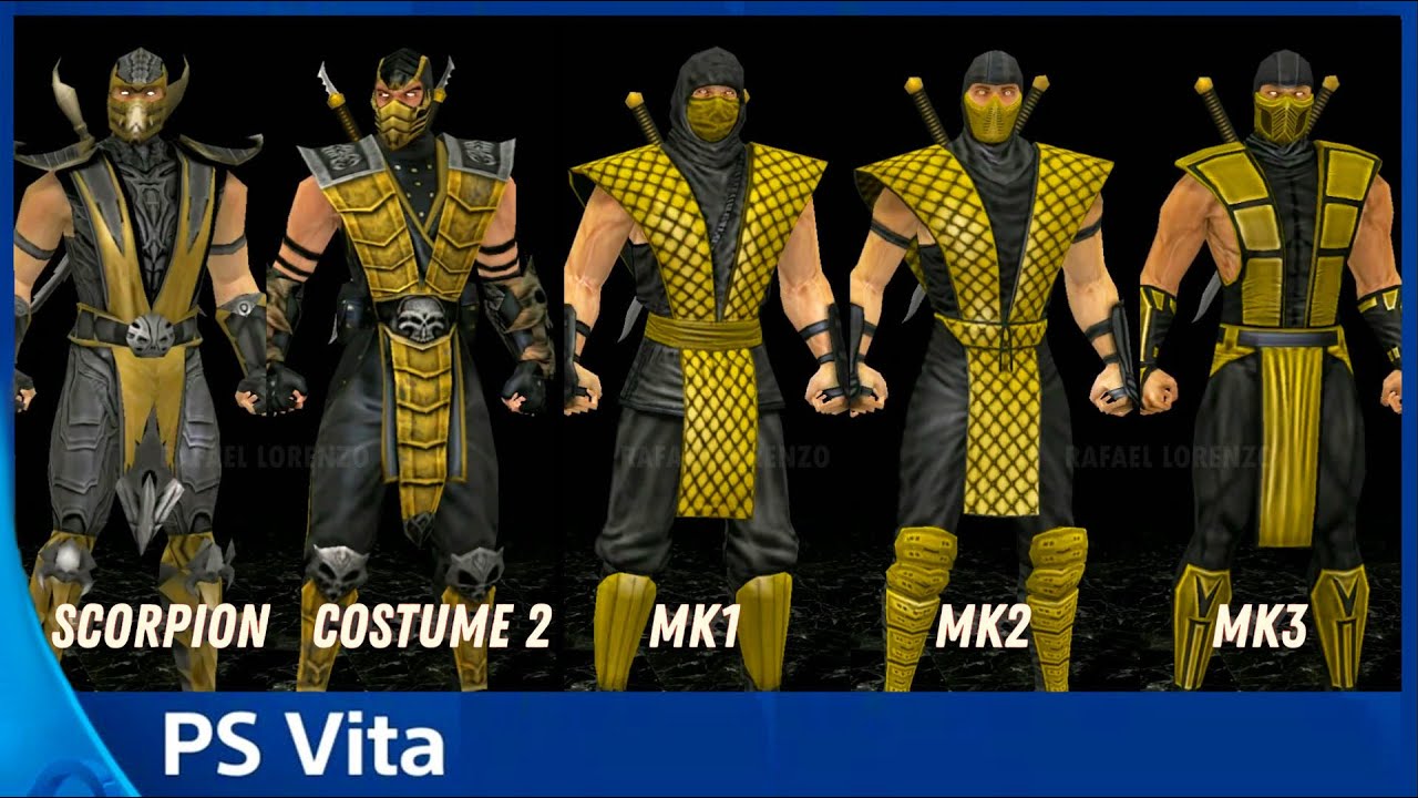 Mortal Kombat PSVITA ALL Costumes Skins Outfits Comparison MK9 MKKE HD 1080p 60 fps