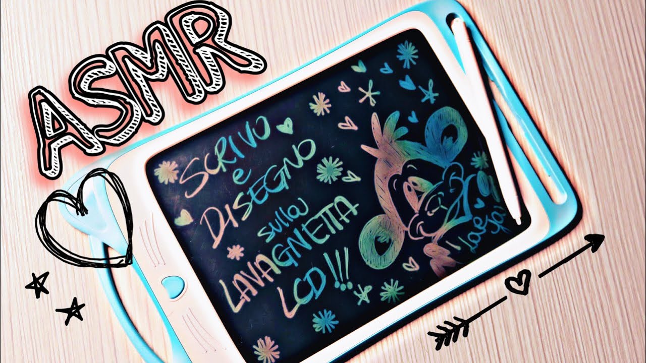 ASMR ita • ✏️ SCRIVO e DISEGNO 🖍con la LAVAGNETTA LCD  con WHISPERING (+ ninna nanna finale )