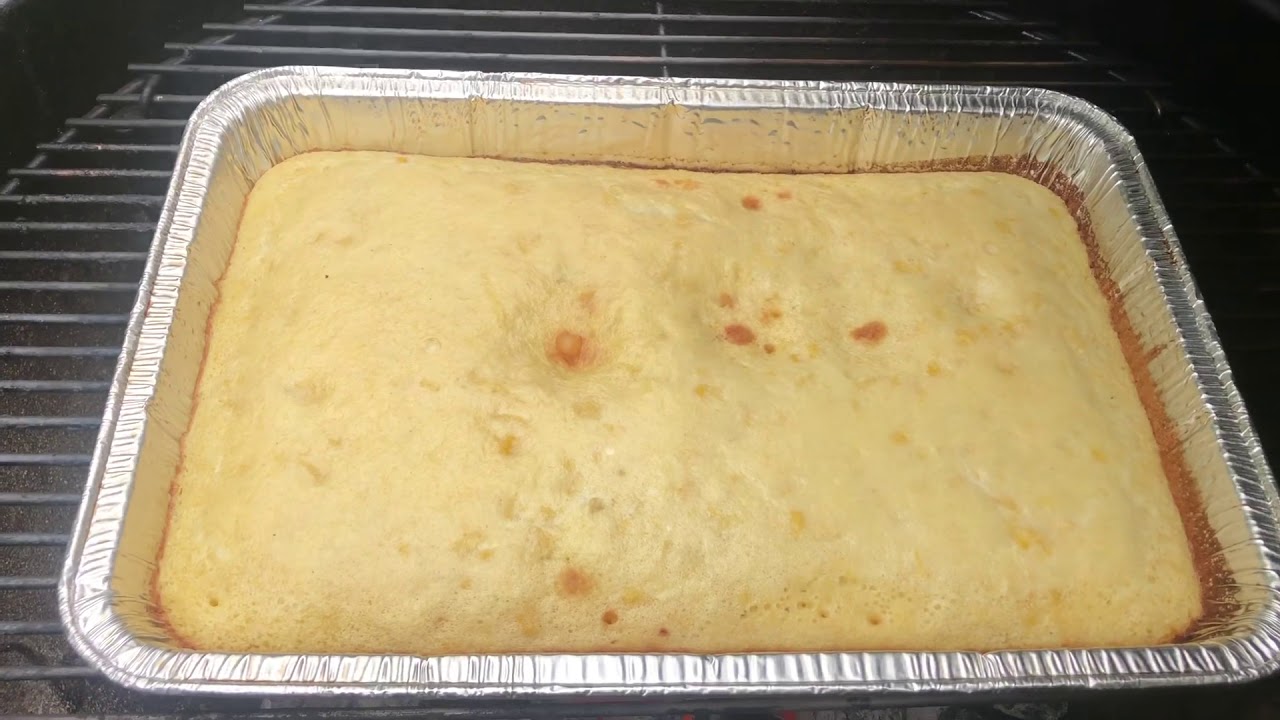 Smoked cornbread on the Weber kettle