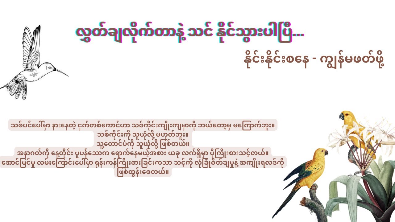လွှတ်ချလိုက်တာနဲ့ သင် နိုင်သွားပါပြီ ၊ နိုင်းနိုင်းစနေ - ကျွန်မဖတ်ဖို့ စာအုပ်မှ