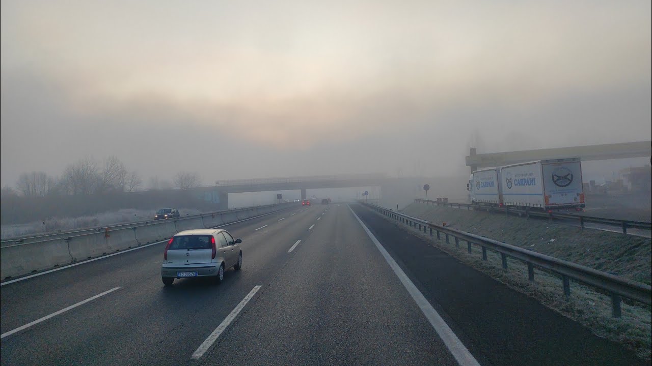 🇮🇹 Italy: Torino A55 Highway || Autostrada per Italia || Nice and very foggy day