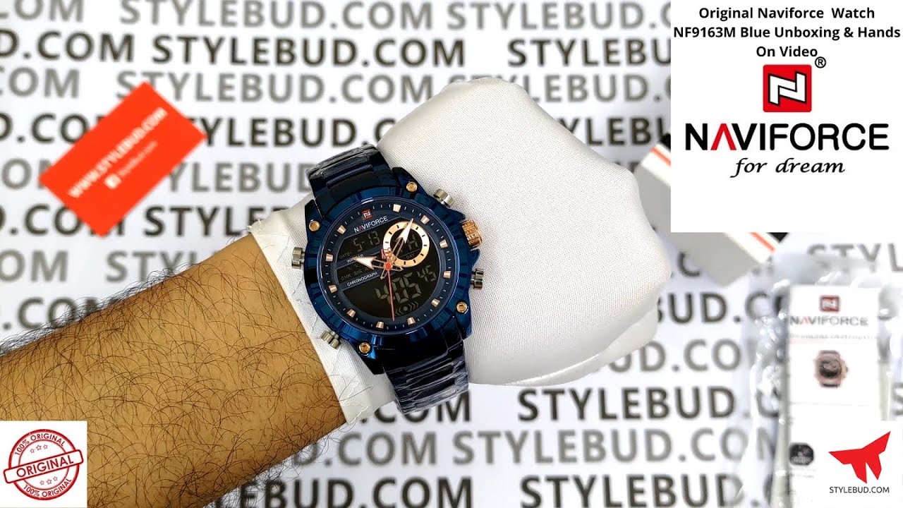 WW1042 Naviforce Dual Time Multifunction Chain Watch NF9163M Blue Unboxing & Hands On Video