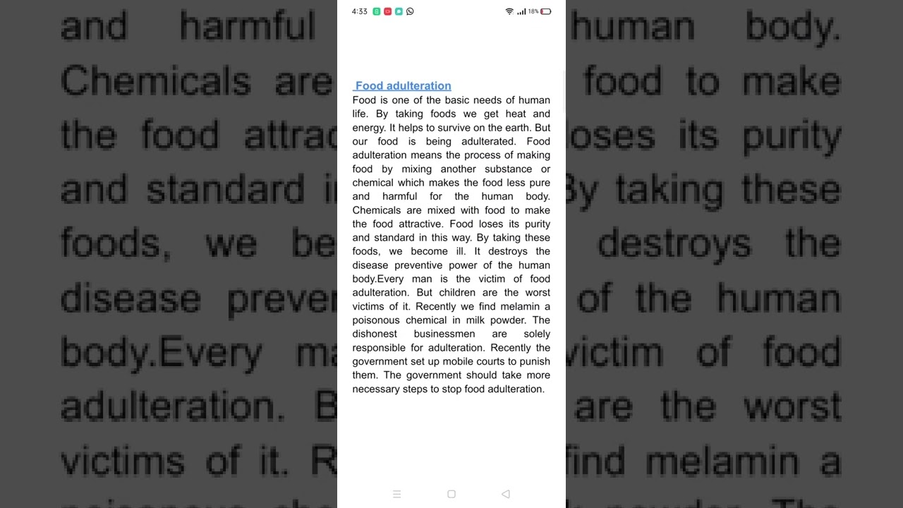 Paragraph food adulteration