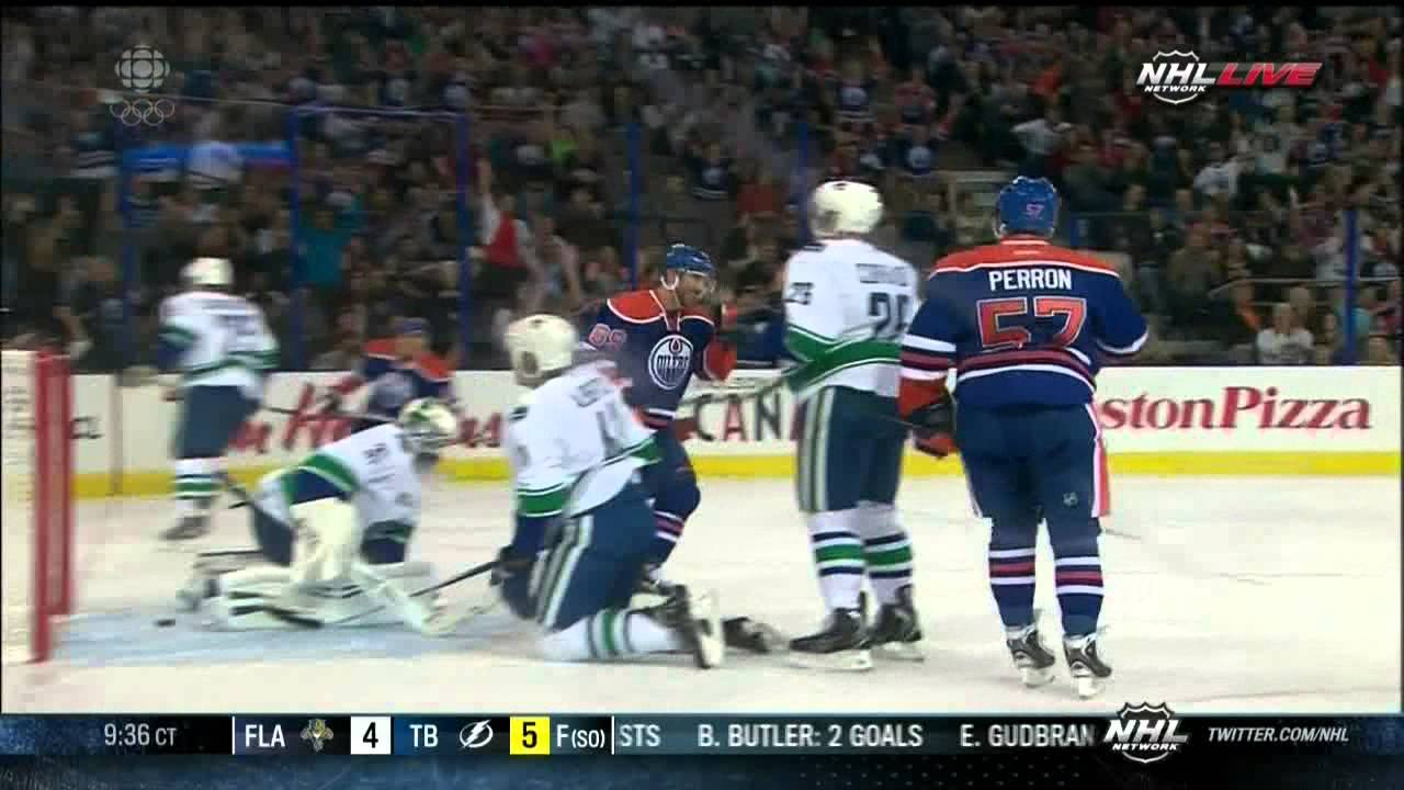 Sam Gagner goal 1-1 Vancouver Canucks vs Edmonton Oilers 9/21/13 NHL Hockey