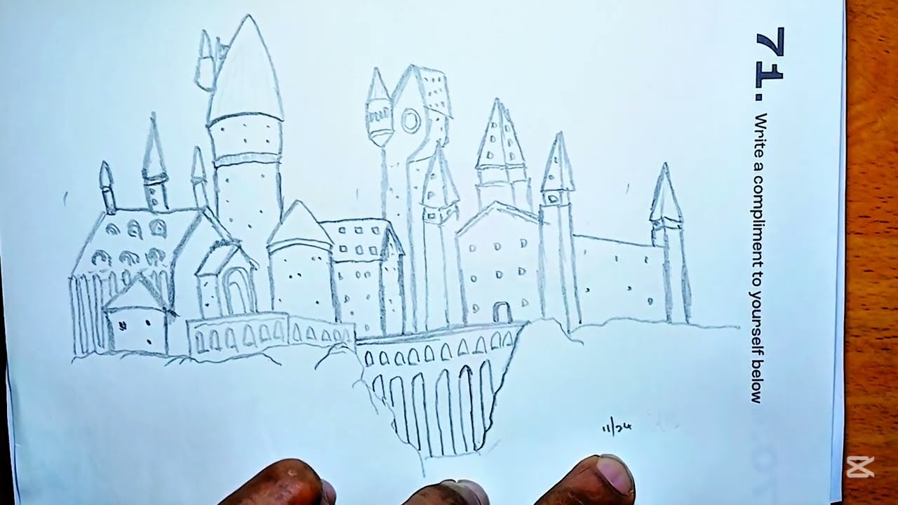Beginner drawing of Hogwarts castle of witches and wizardry #harrypotter