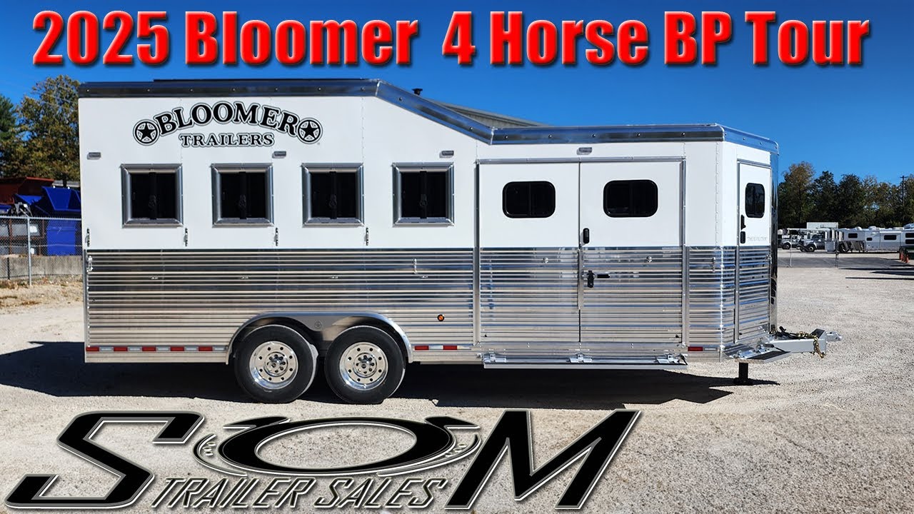 2026 Bloomer 4 Horse Bumper Pull Trailer with Trainer Tack and Integrated Pod Tour
