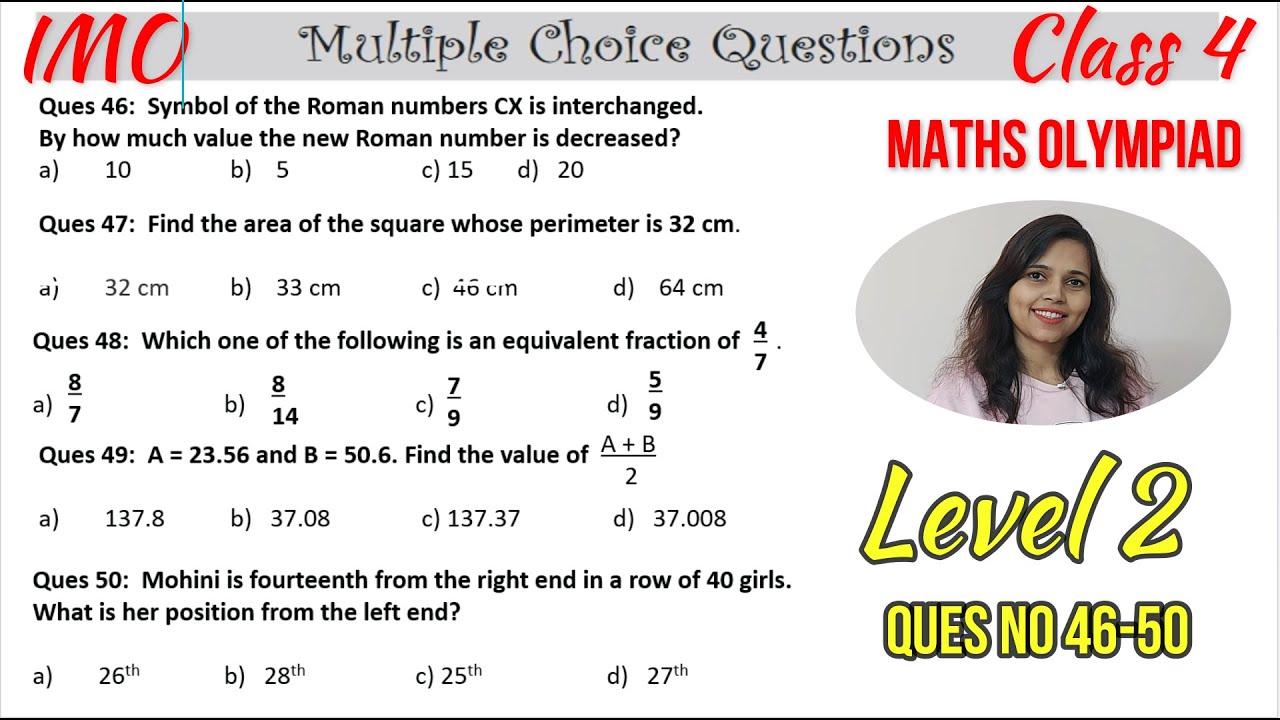 Class 4 Maths Olympiad Level 2 Questions| Sample Questions for Class 4 Maths Olympiad| Ques no 46-50