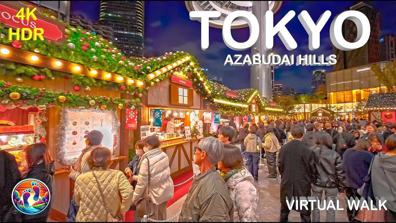 Azabudai Hills Christmas Market 2025 麻布台ヒルズ クリスマスマーケット | Tokyo Christmas Lights • Night Walk • 4KHDR