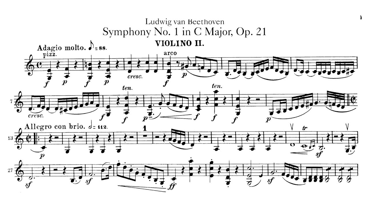 Beethoven Symphony No. 1【2nd Violin】 Op.21 C major sheet music