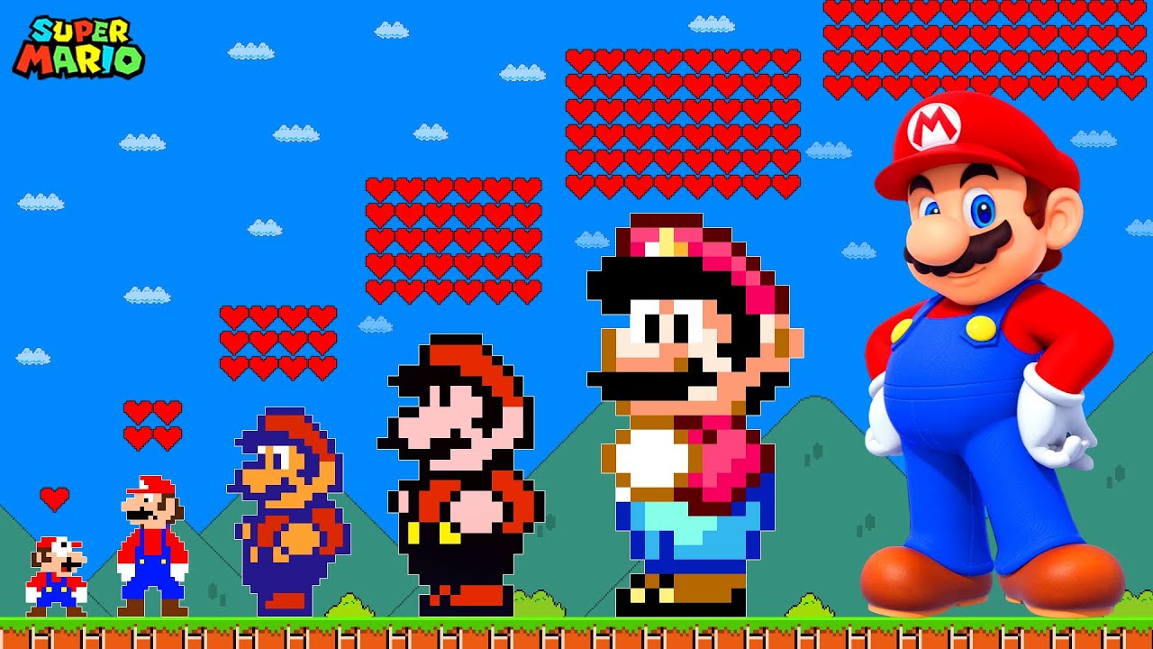 Super Mario Bros. But Hearts = Evolution of All Character Forms in the Mario Game