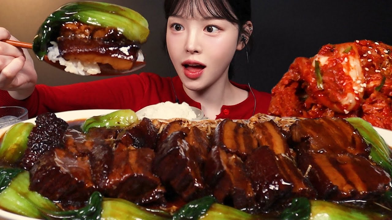 SUB)살살 녹는 동파육 먹방! 흑백요리사 막차 타기👩🏻‍🍳흰쌀밥에 실비김치까지 중식 꿀조합 리얼사운드 Soy Sauce Braised Pork Belly Mukbang Asmr