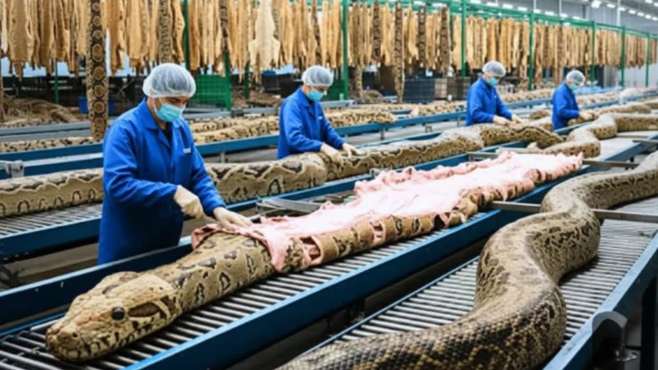 Inside Modern Python Leather Factory: From Raw Python Skin to High-End Fashion (Full Process)