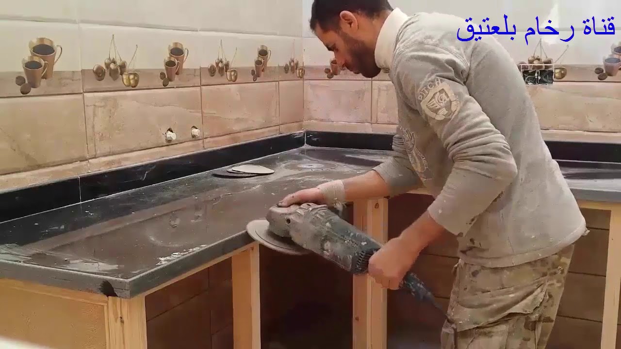طريقة تركيب رخام جلاكسي على الخشب /granite galaxy v2