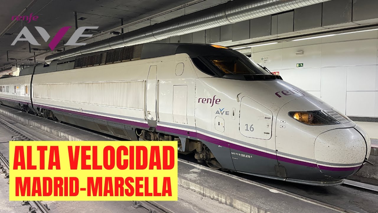 Ave serie 100 - Llegada y salida de Barcelona-Sants hacia Marsella [4K]