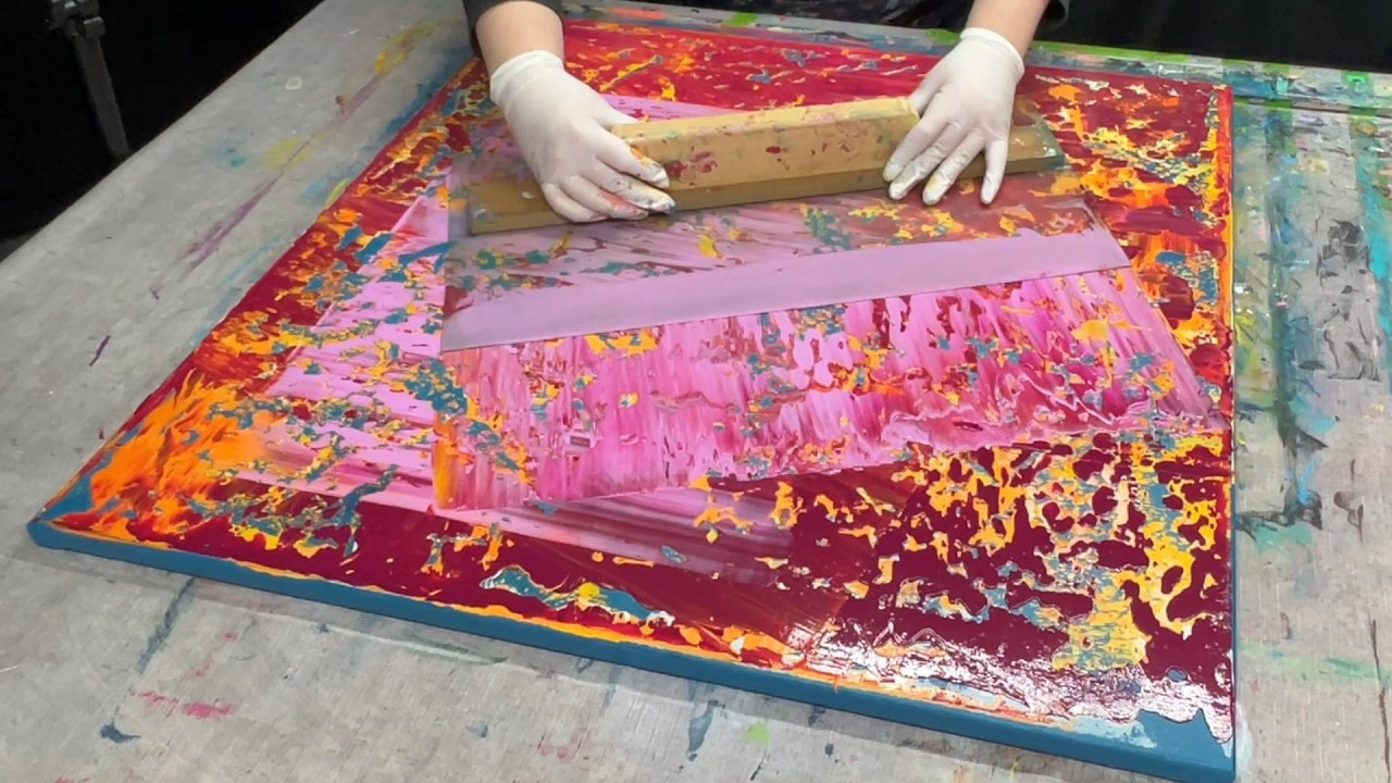 Abstrakte Acrylmalerei mit Rakeltechnik | Frühlingsfarben zwischen Leichtigkeit und Spannung