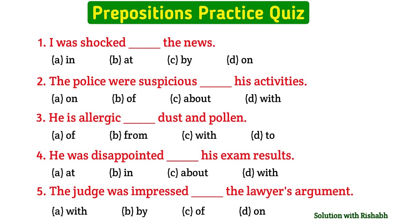 Preposition objective questions | Preposition in english grammar | Prepositions practice exercises