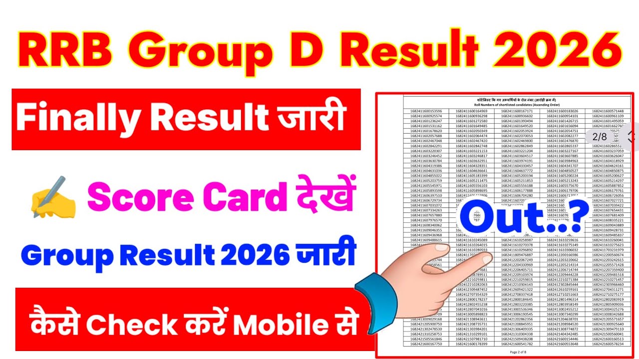 RRB Group D Result 2025 | RRB Group D Score Card 2026 | RRB Group D Result 2026 Kaise Dekhe