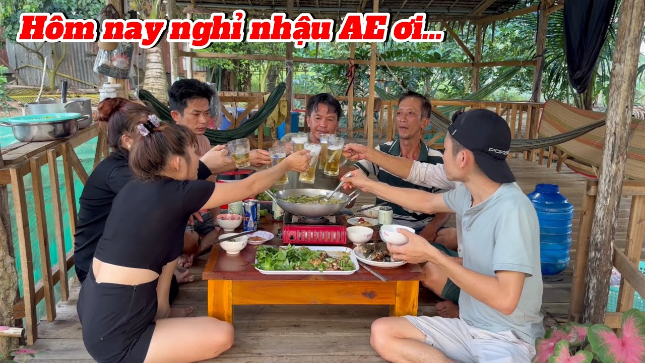 Lé- Hô - Súng xuống nhà Dượng 4 làm món Ếch Nấu Lẩu Khế Chua nhậu lai rai