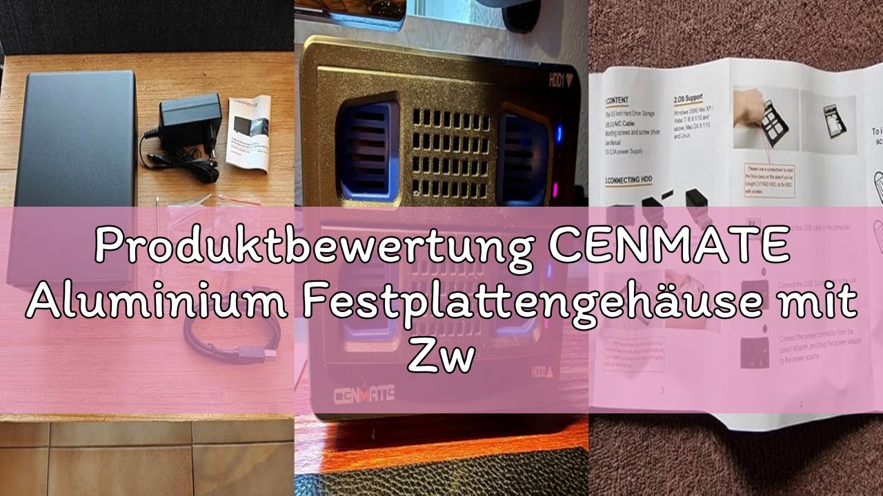 Produktbewertung CENMATE Aluminium Festplattengehäuse mit Zwei Einschüben und Lüfter für 2.5„/3.5“ S