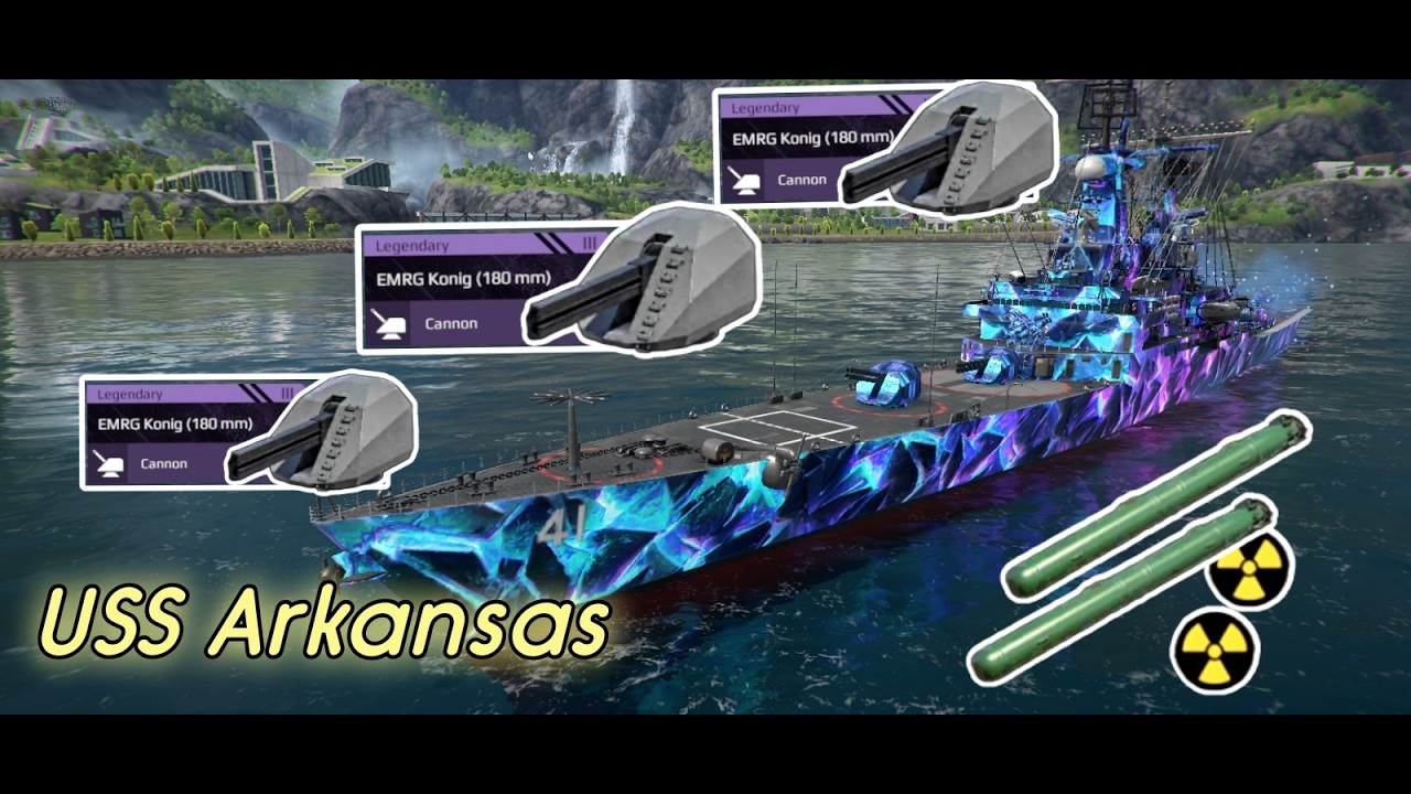 USS Arknsas😎😋with 3 EMRG Konig🤯 After BUFF#modernwarships #gaming#battleship #gameplay
