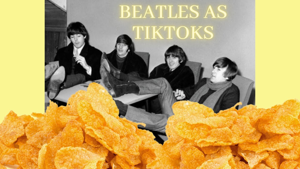 The Beatles as tik toks that sat on a cornflake