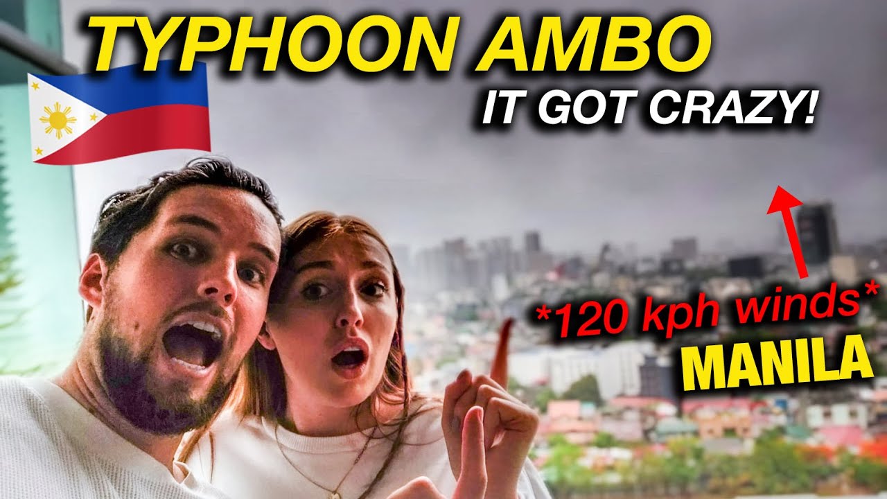 Our First TYPHOON EXPERIENCE In Philippines! STORM AMBO filmed from our Balcony