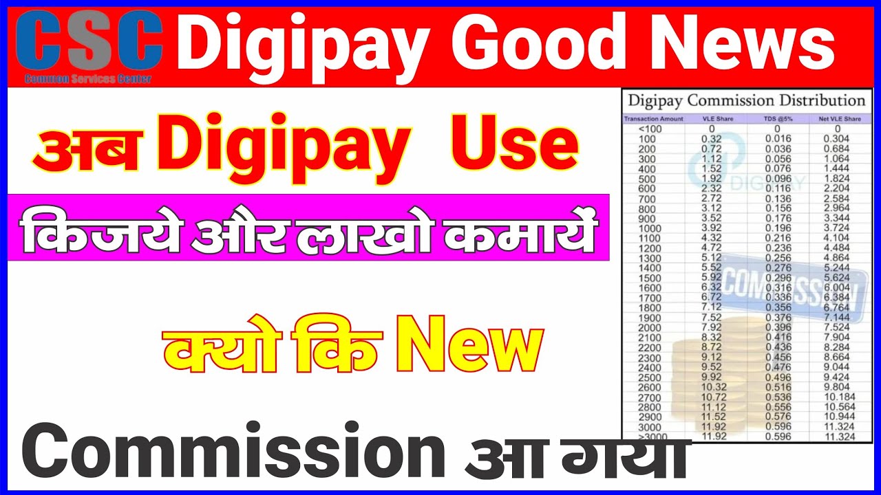 Digipay Commission Good News For CSC VLE | Digipay कमिशन गुड न्यूज फोर सीएससी VLE